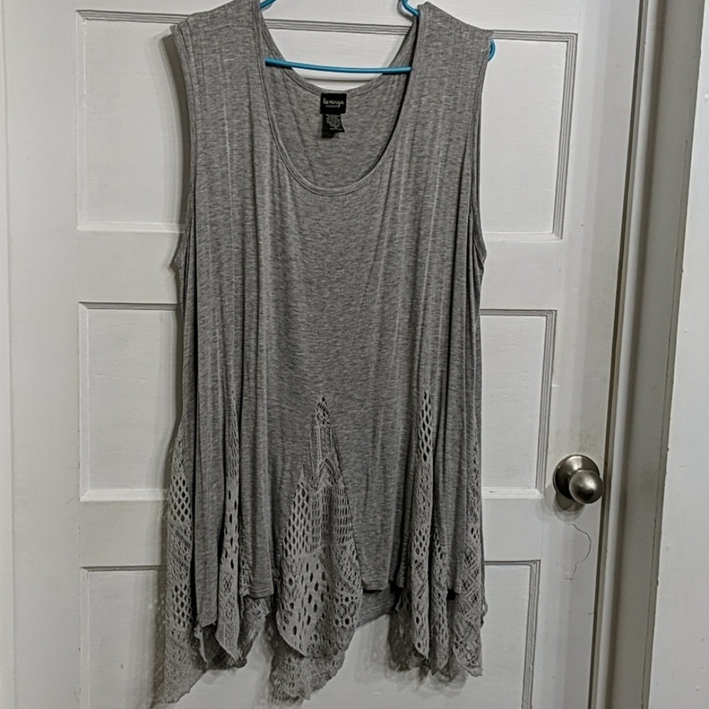 Gray tank with lace details